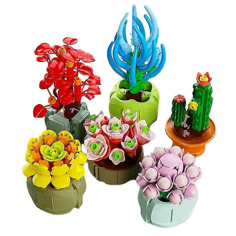 6/8/12pcs Moc Multi Mini Bonsai Blind Meat Plant Box Model Cactus Set Building Blocks