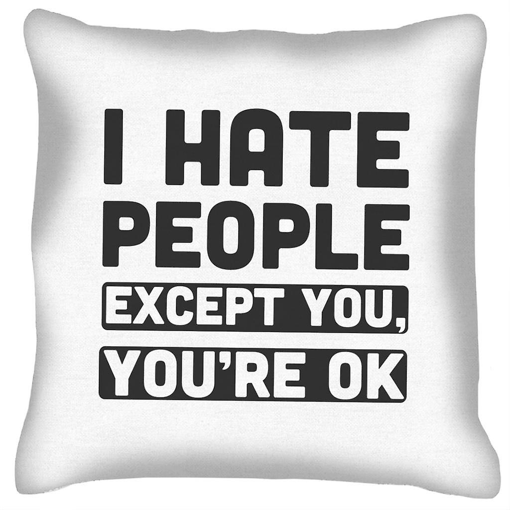 I Hate People Except You Youre OK Slogan Cushion