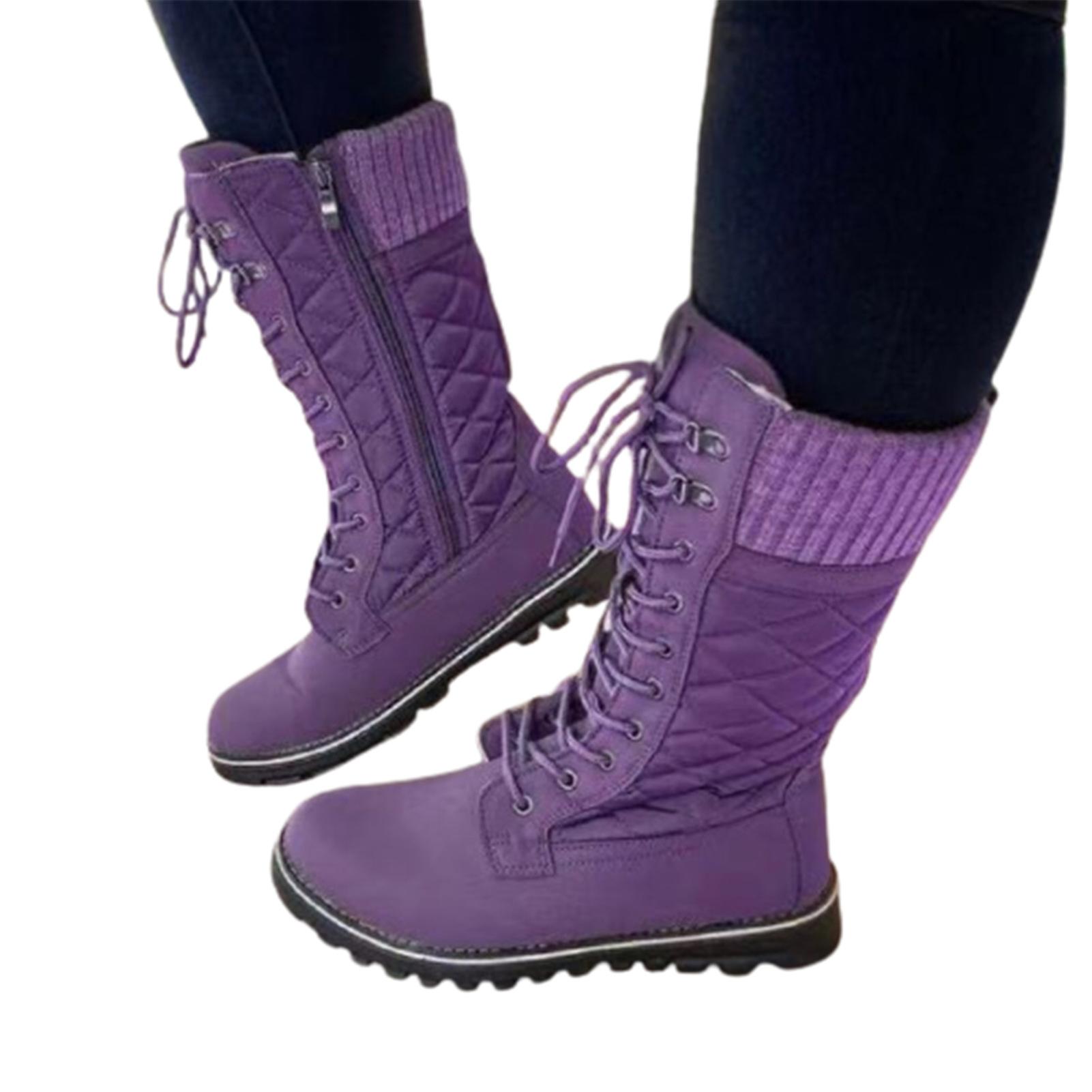 Women's Suede Boots Girls High-top Boots Lace Up Non-slip Long Boots Vintage Style