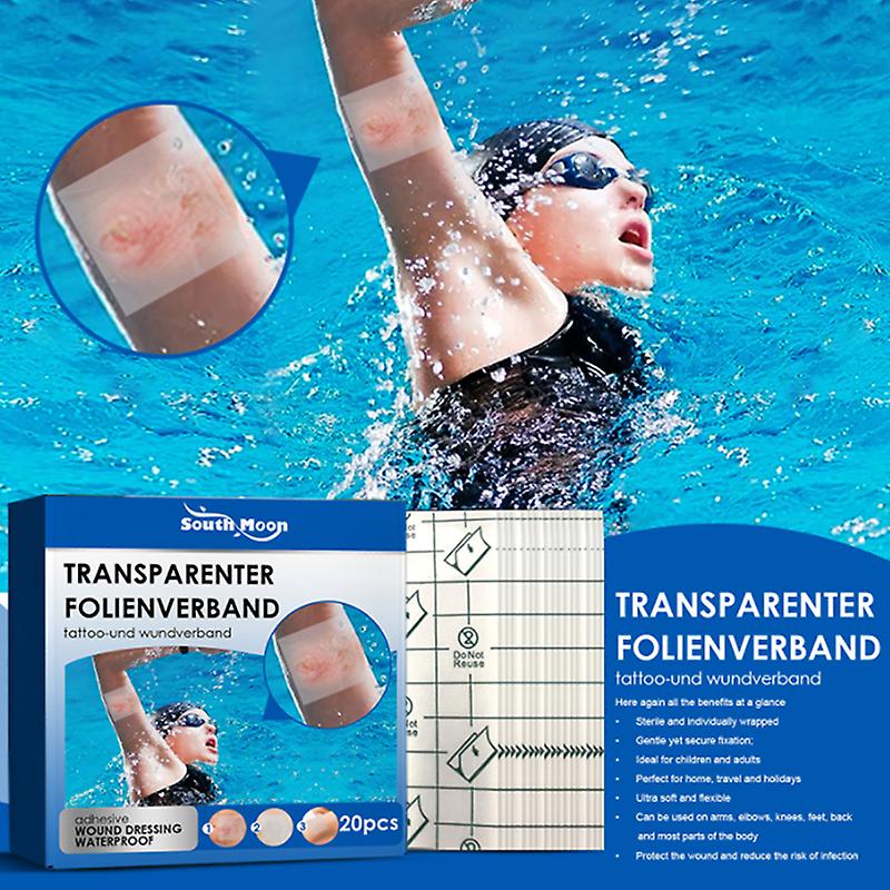 20 pièces Bandage adhésif extensible transparent Grand bandage imperméable 4x 4 in