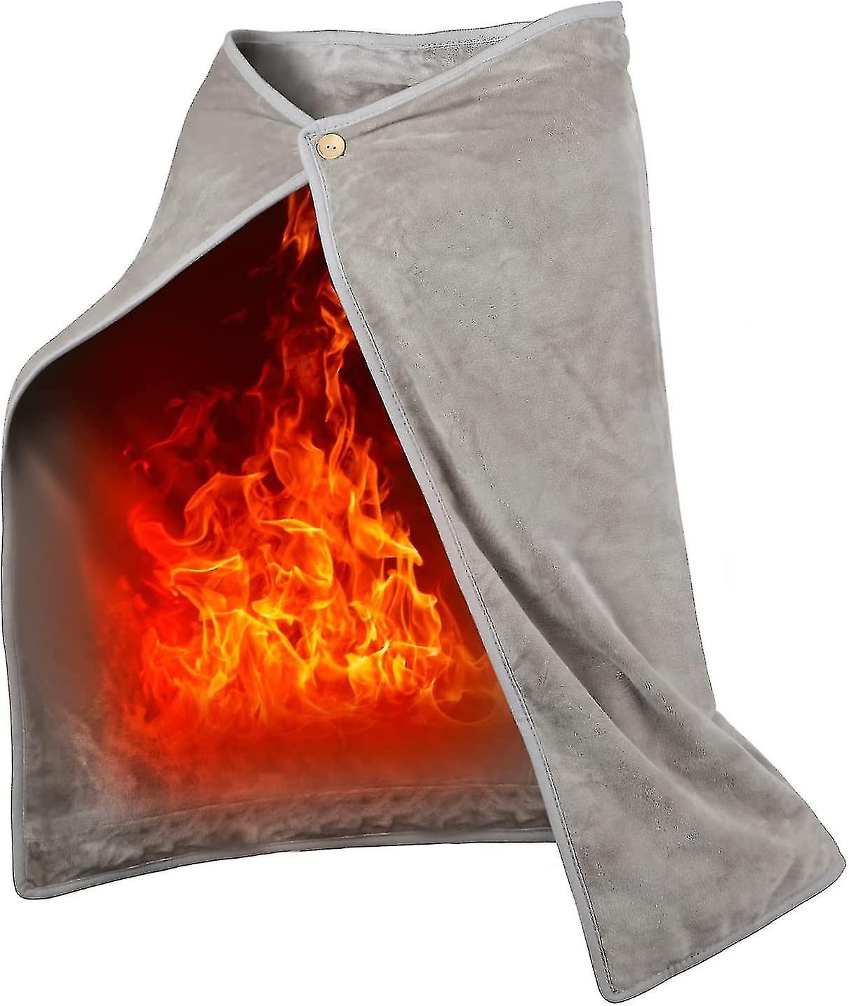 Electric Heated Throw Blanket Thickening Flannel Usb Heated Wrap Shawl With Buttons Wearable Portable Heating Warming Blanket 100x70cm