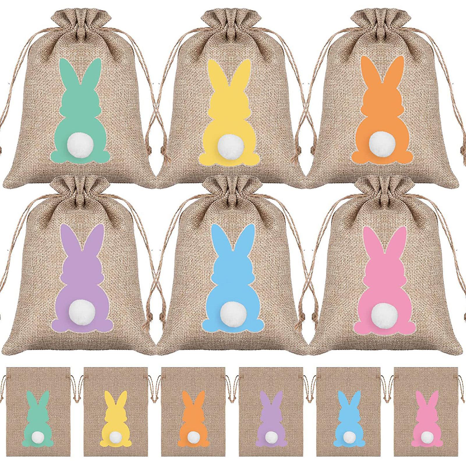 24pcs Easter Bunny Gift Bag Easter Bunny Gift Pouches With Drawstring
