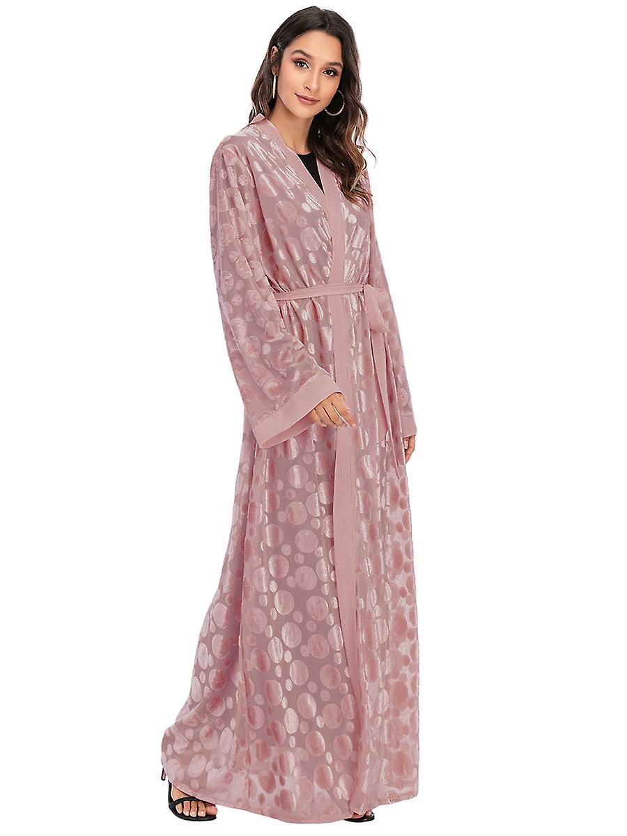 Muslim Women Winkle Chiffon Open Abaya Dress With Matching Hijab #26M270
