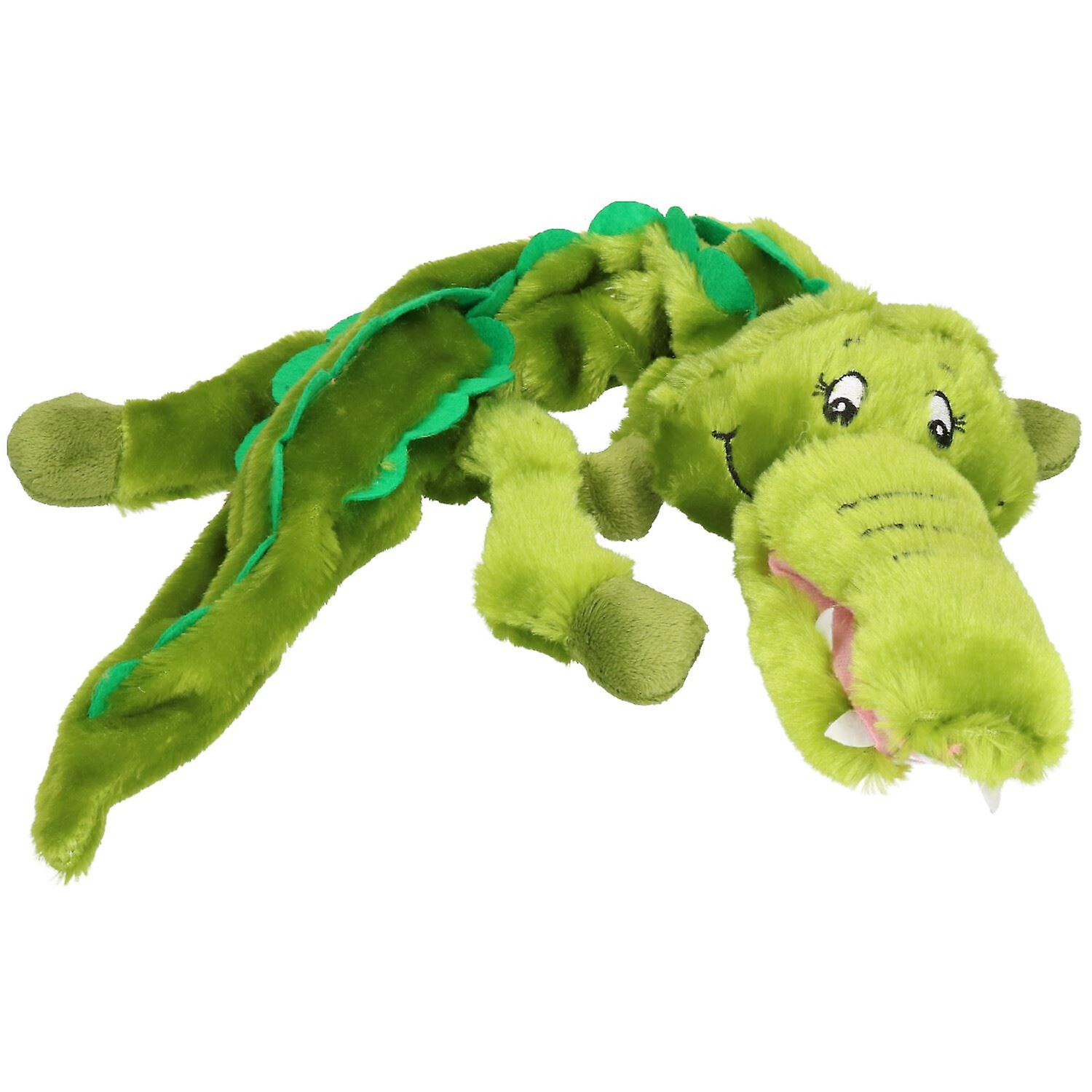 Plush Super Soft Unstuffed Wild Crinkler Alligator Dog Toy With Squeak 60x14x9cm