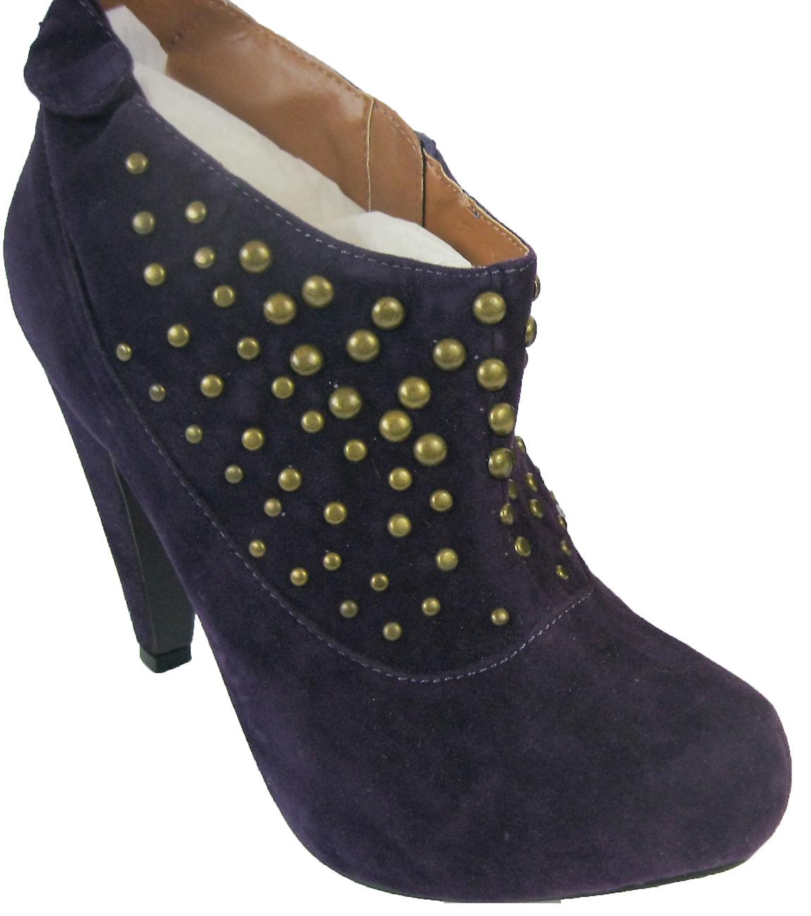 Rascal Faux Suede Bronze Stud Ankle Boots