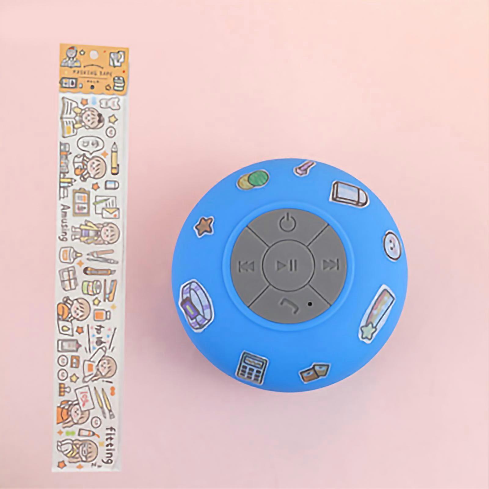 Waterproof Bluetooth Shower Speaker with Suction Cup and Multi-Function Buttons - Blue