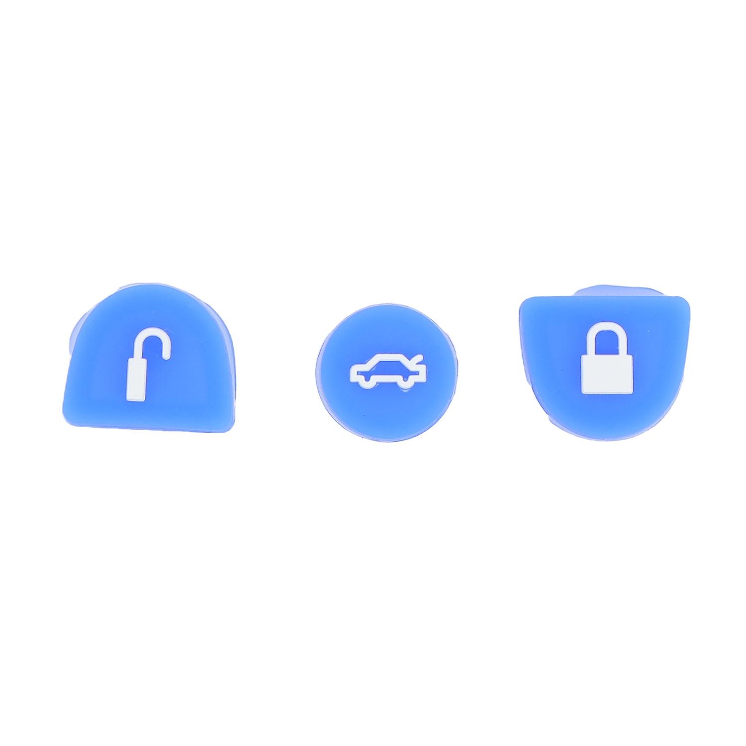3Pcs/Set Remote Key Button Lock/Unlock/Trunk Standard Blue Modified Parts Key Button Cover compatibl