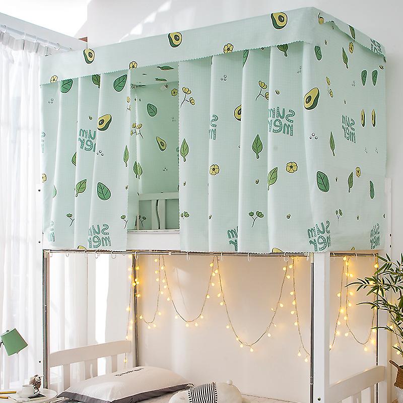 Printed Dormitory Bed Curtain With Rope & Clasp College Single Bed Shade Cloth For 4/4.5 Inch Bunk