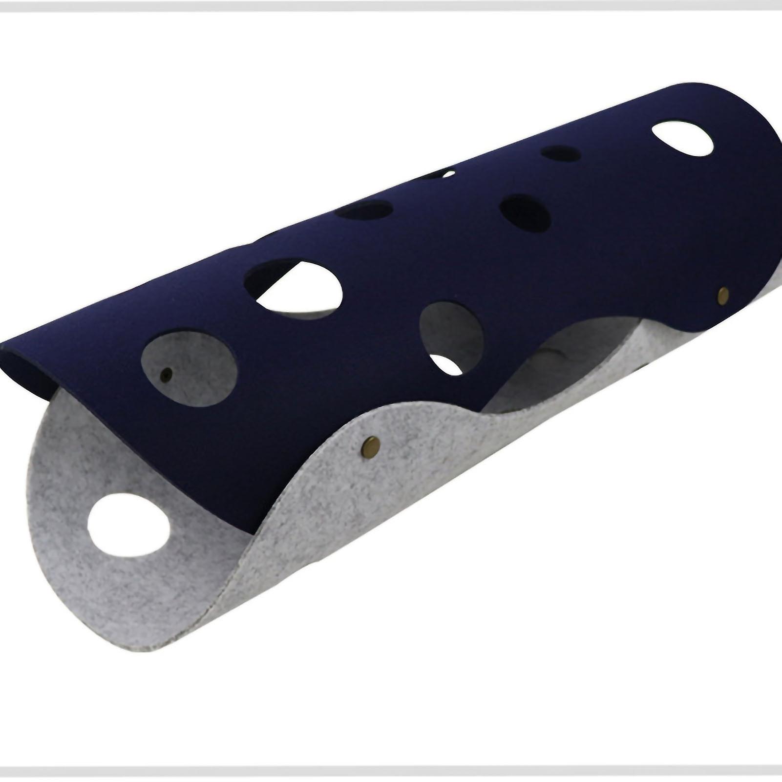 Felt Cat Tunnel Abrasion Resistant Interactive Collapsible Universal Cat Tunnel Tube Toy for Cats Grey and Dark Blue