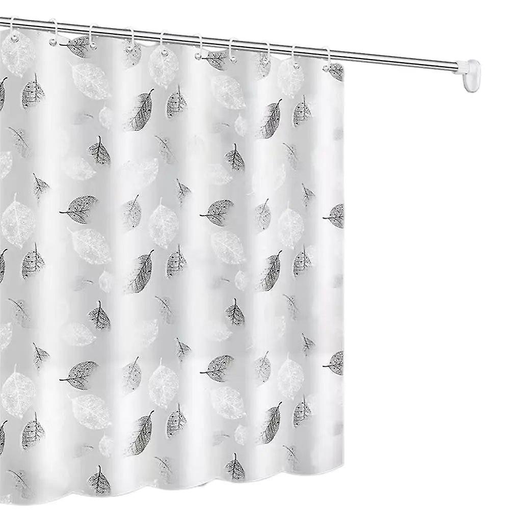 Peva Shower Curtain With Hooks Rustproof Metal Grommets Waterproof Ombre Leaf Patterns Shower Curtain For Bathroom