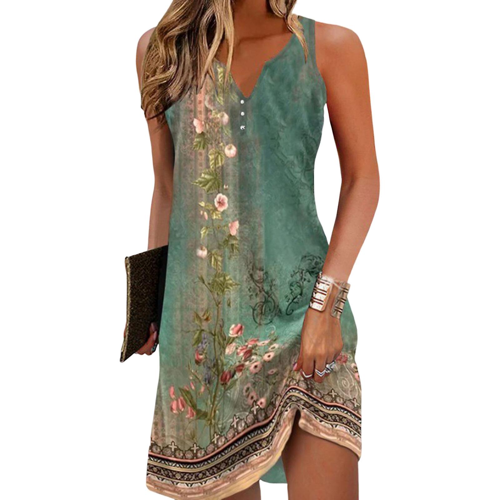 Women's Printed Sleeveless Dress Above-knee Not See Through Dresses For Daily Wear Shopping Work