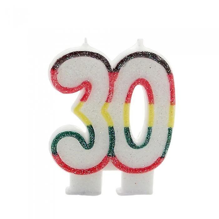 Kaleidoscope Number 30 Glitter Striped Candle