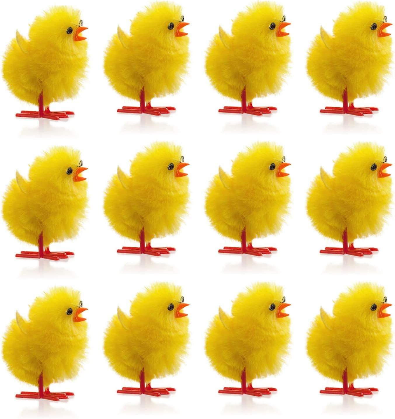 TTMA Chenille Yellow Chicks | 10 Easter Chicks | 4cm Tall Mini Easter Chicks | Mini Easter Bird Craft Accessories for Easter Treasure Hunt