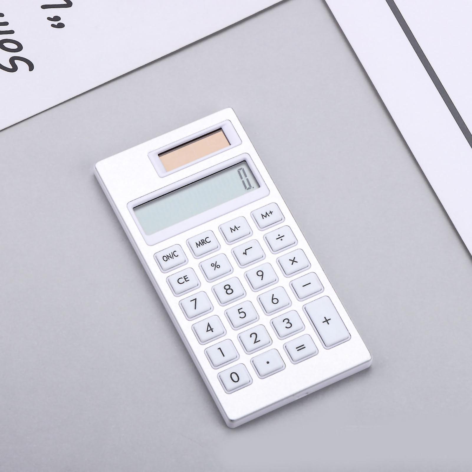 Solar Portable Calculator Simple INS Style White 12 Basic Standard Calculator for Student School Businessiness White 