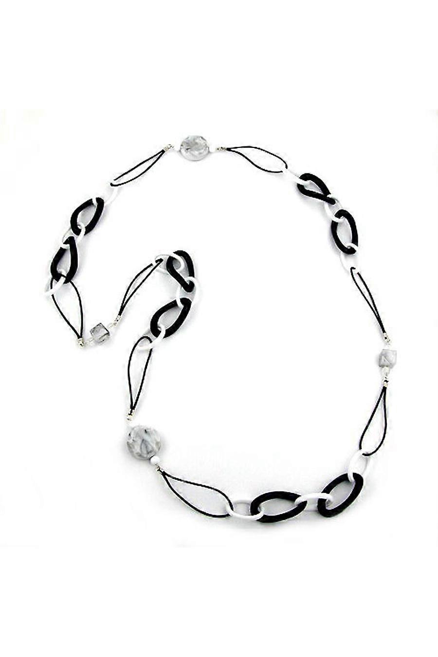 Necklace Black & White Beads 100cm - Gl02506