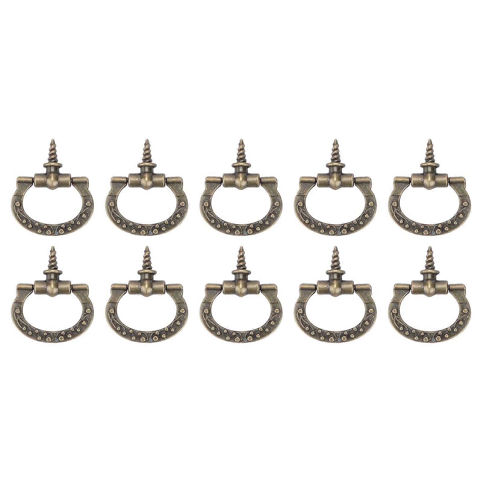 10Pcs Screw Thread Pull Handles Retro Single Hole Jewelry Case Gift Box Knob Bronze