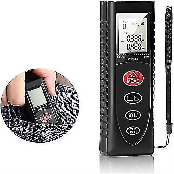 60m Laser Distance Meter, Micro Laser Meter (0.1560m/2mm), LCD Backlight, Functions