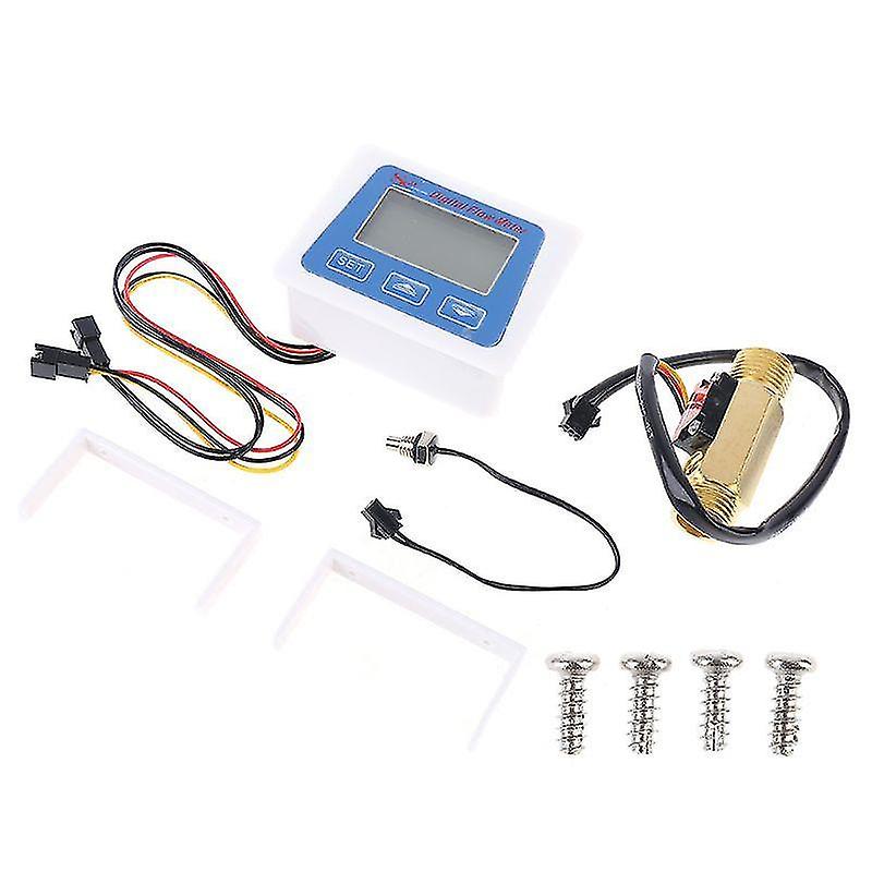 Digital Lcd Display Water Flow Sensor Meter Flowmeter Rotameter Temperature