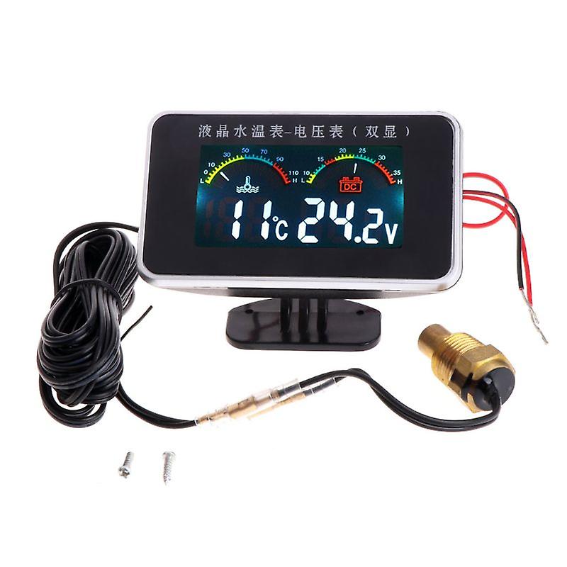 Thermometer Voltage Display Meter 2in1 Auto Voltmeter Thermometer Meter