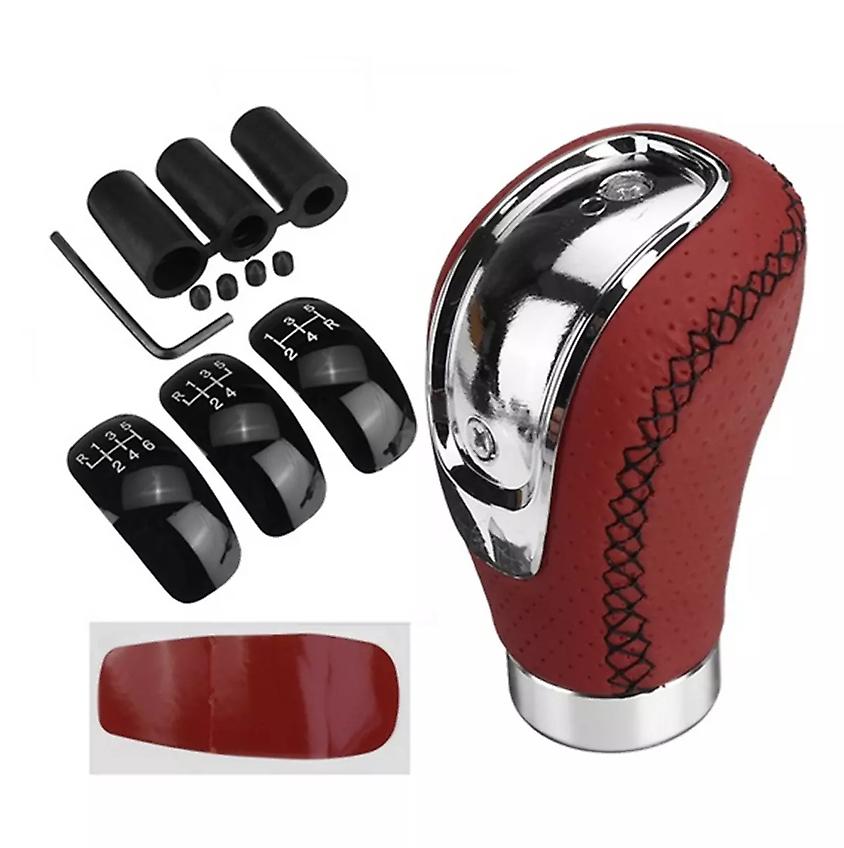 5/6 Speed Manual Car Gear Shift Knob Shifter Lever 3 Cap PU Leather Universal