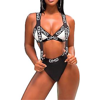 Summer Omg Letter Swimwear Push Up Padded Bra 1-piece Swimsuits Women Beach Swimwear