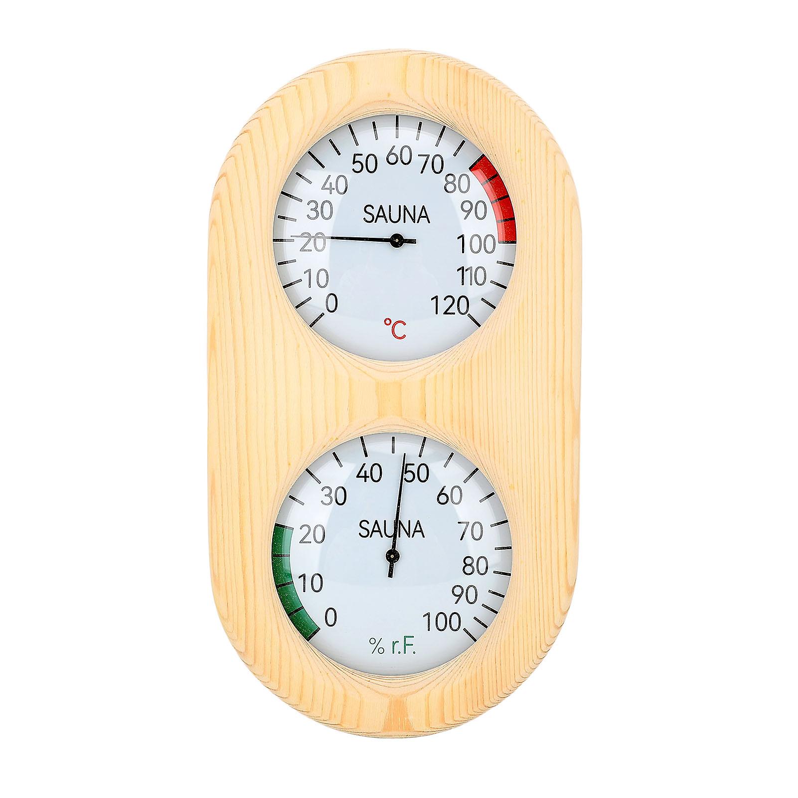 2024 Sauna Room Thermometer Hygrometer Wooden 2 in 1 0?120 0?100% Wall Mounted Sauna Hygrothermograph for Steam Room Bathroom