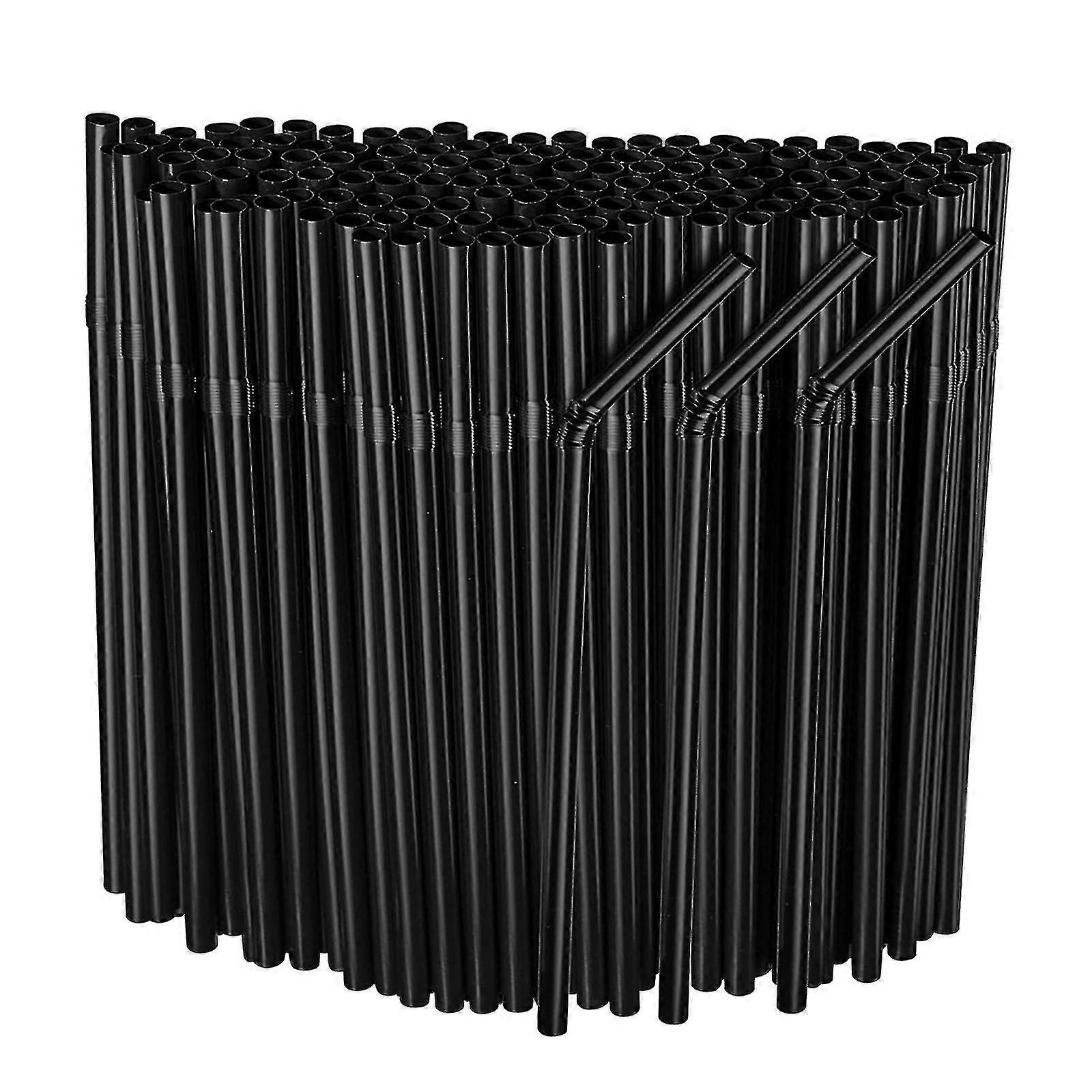 Flexible Disposable Drinking Straws - Black 6 x 210 mm