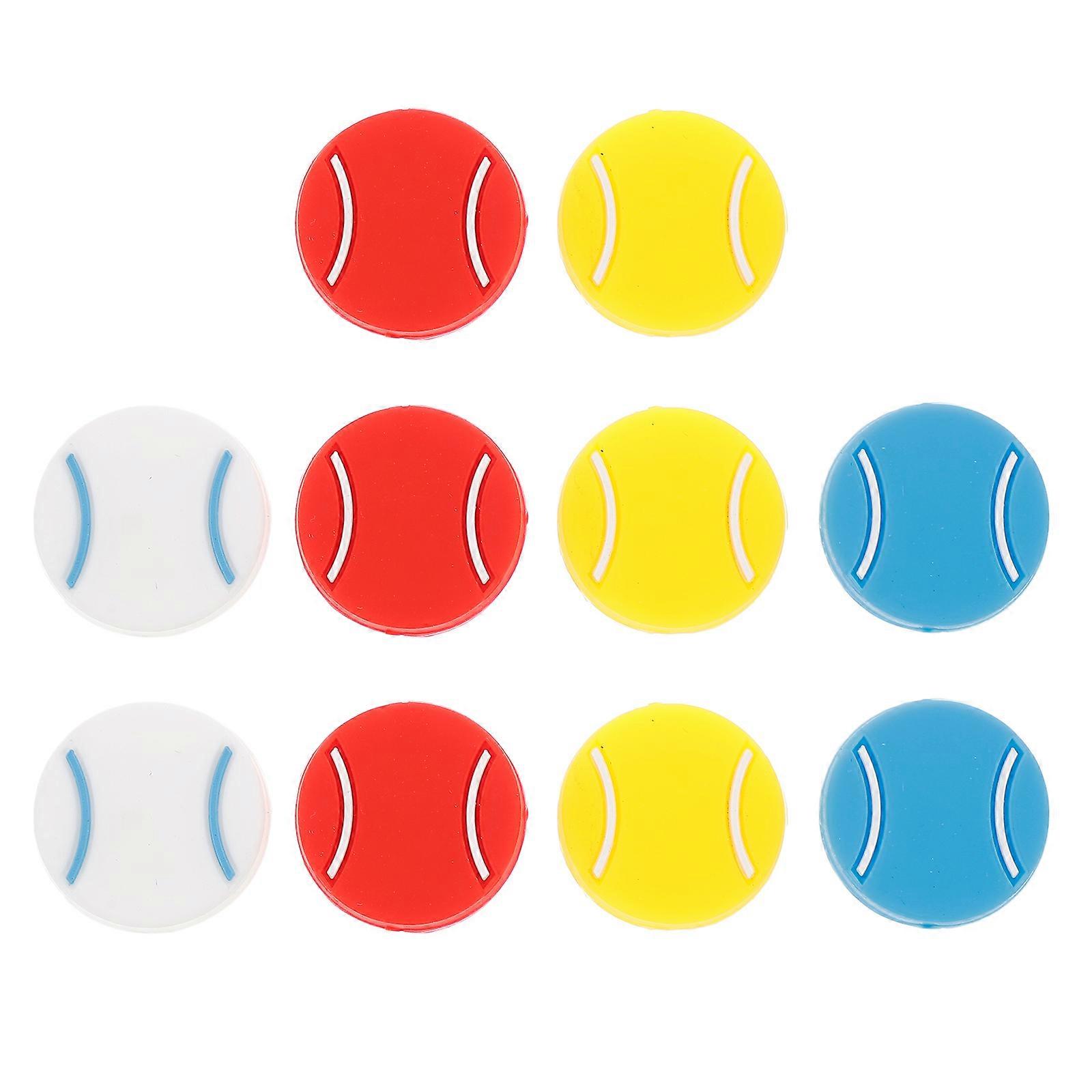 10 Pcs Tennis Racket Vibration Dampeners Tennis Shape Tennis Racquet Absorbers Tennis Racket Strings Dampers for Players (Random Color)