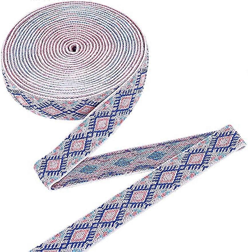 6yard 1 inch Rhombus Pattern Elastic Rubber Band Rainbow Stretch Cord String for Headband Hair
