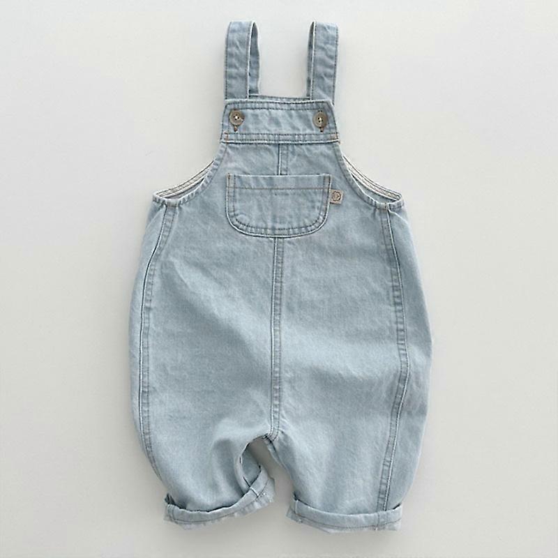 Gutter Og Jenter Ensfarget Denim Overalls