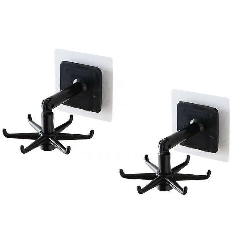 Punch-free Hook Creative Hook Kitchen Rotating Rack Wall Storage and Finishing Hook 2 Black