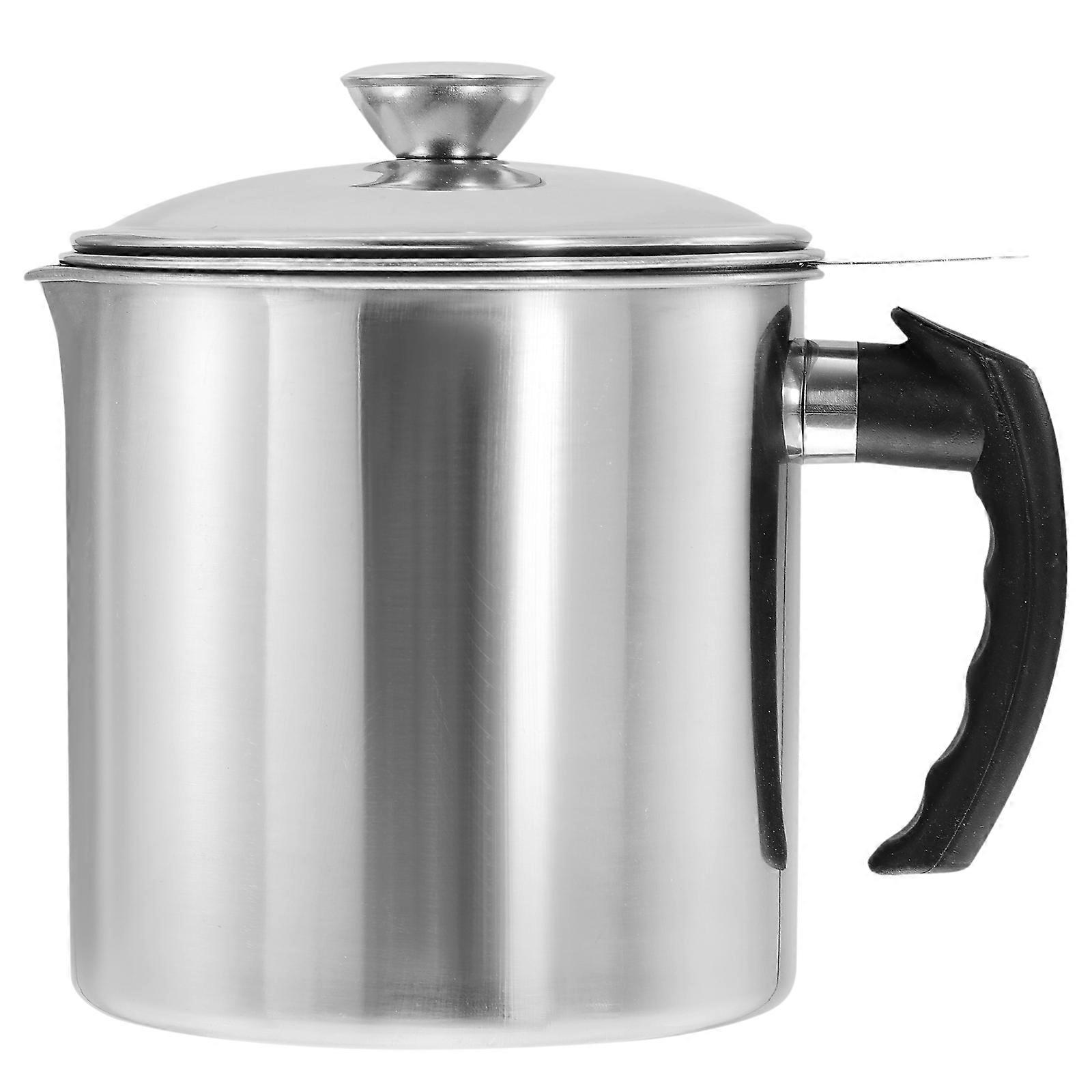 Bacon Grease Container with Strainer Stainless Steel Oil Pot Household Grease Container