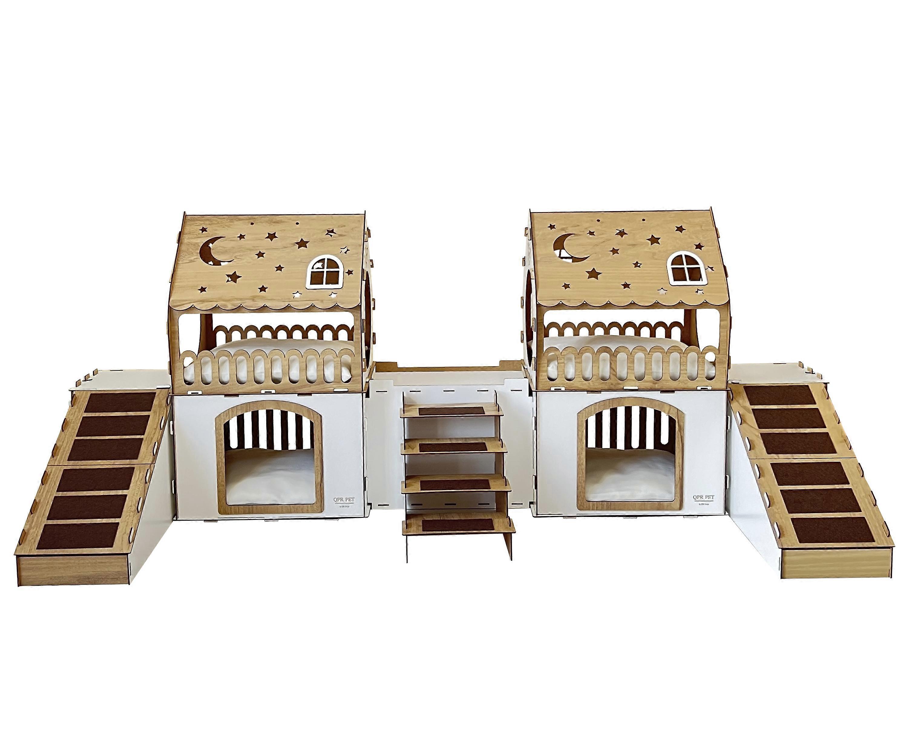 To-etagers træ kanin slot