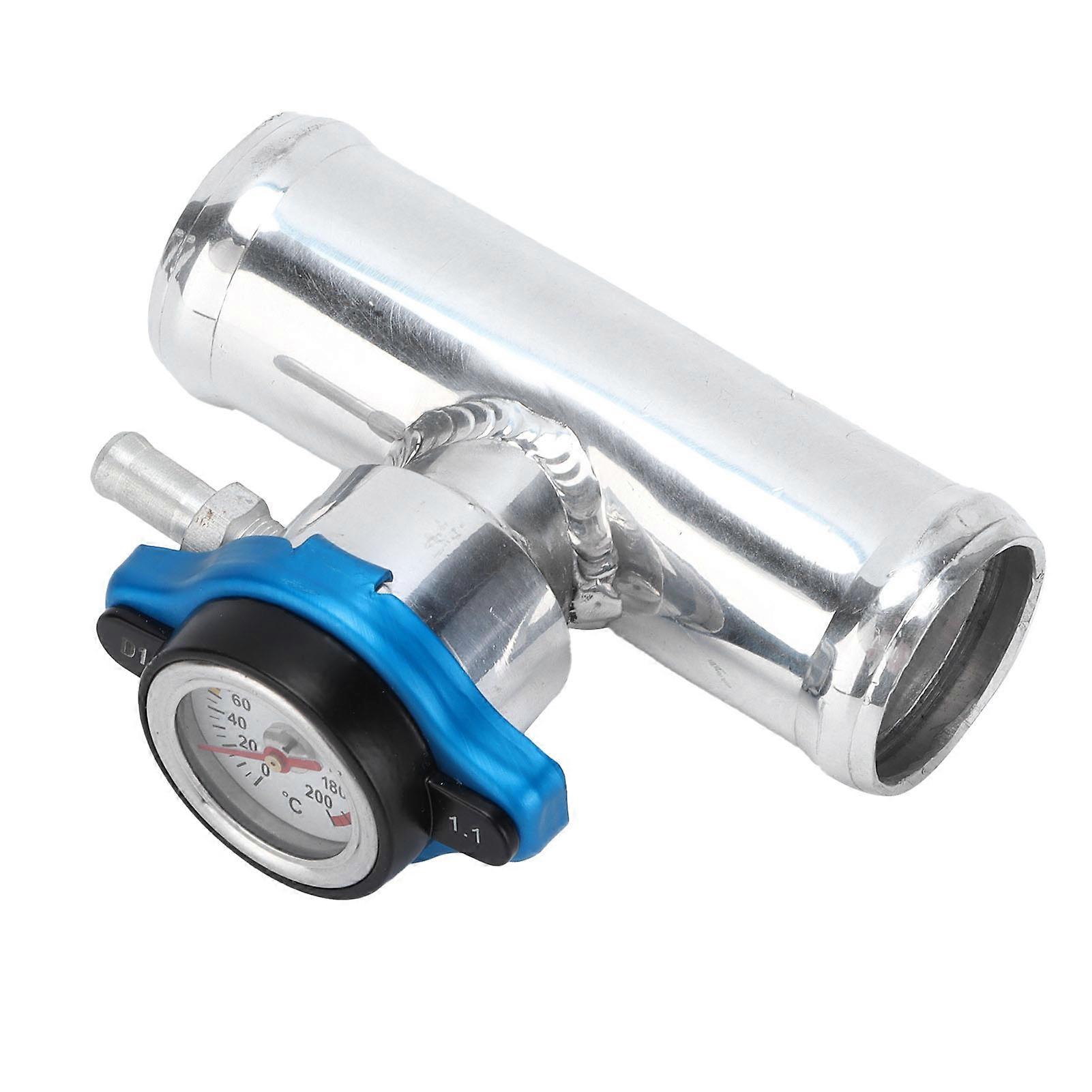 38mm/1.5in Inline Radiator Hose Filler Aluminum With Temperature Gauge for Engine
