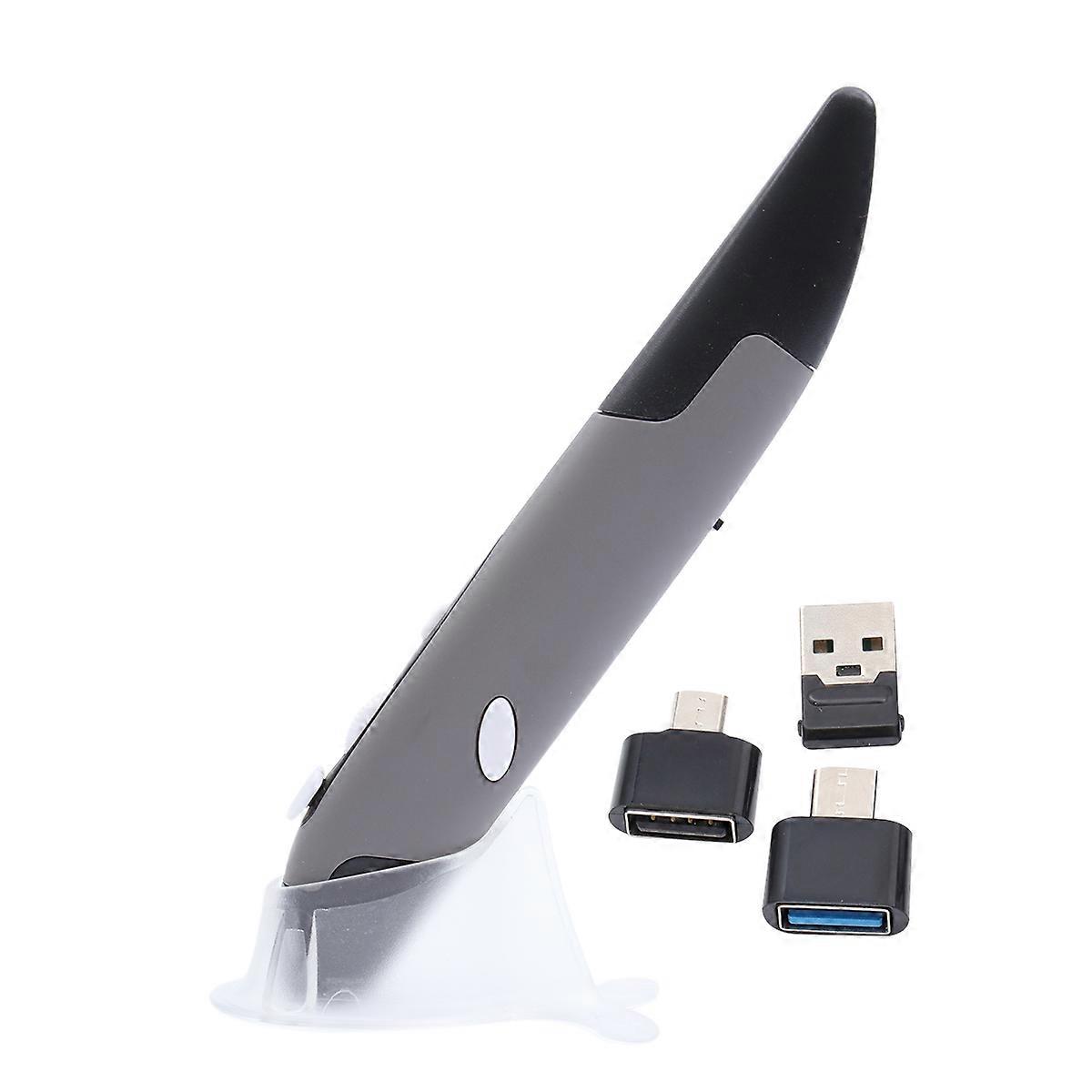 2.4G Wireless USB Optical Presenter Pen Mouse Adjustable Stand 4 Keys Mini Mice for Tablet Laptop PC Desktop Smart TV Box (Grey)