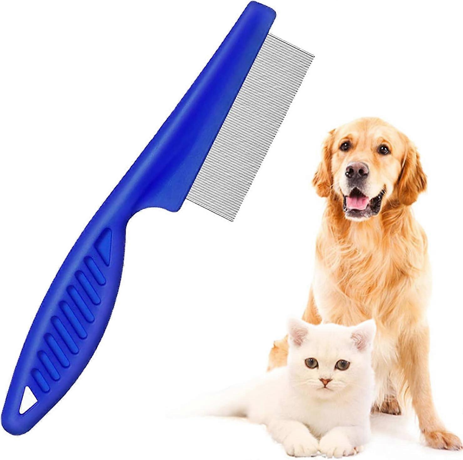 Fine Tooth Flea Comb for Pets, Effective Grooming Tool for Removing Fleas, Lice, Ticks - Ideal for Cats, Puppies, Rabbits - Blue