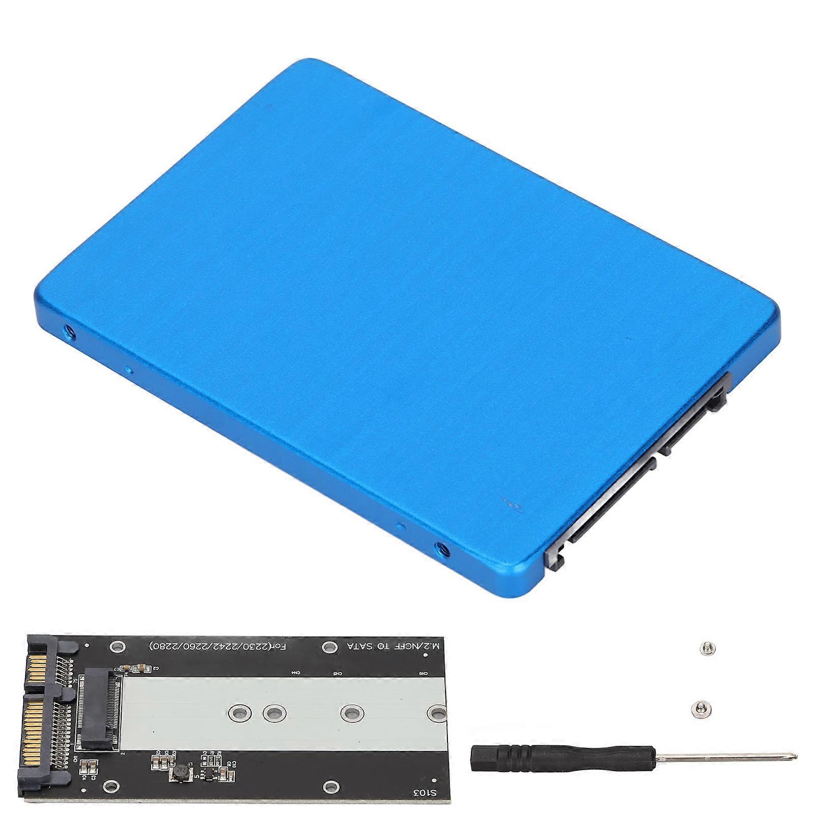 NGFF M.2 to SATA3.0 SSD Enclosure 6Gbps High Heat Dissipation Ultra Thin 2.5in SSD Hard Disk Adapter Box Blue