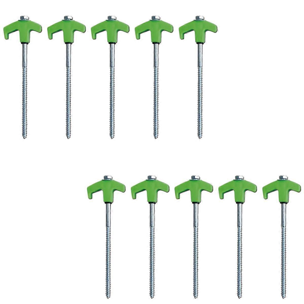 Green Screw-Type Tent Spikes, Tent Spikes, Metal Threaded Tent Spikes, Heavy-Duty Tent Spikes