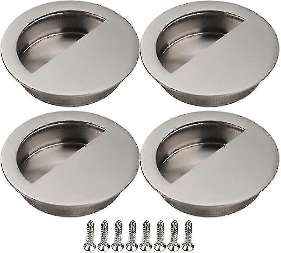 Barsinfi 4pcs Sliding Door Handle Cupboard Door Recessed Handle Furniture Handle With Screws Cabinet Silver