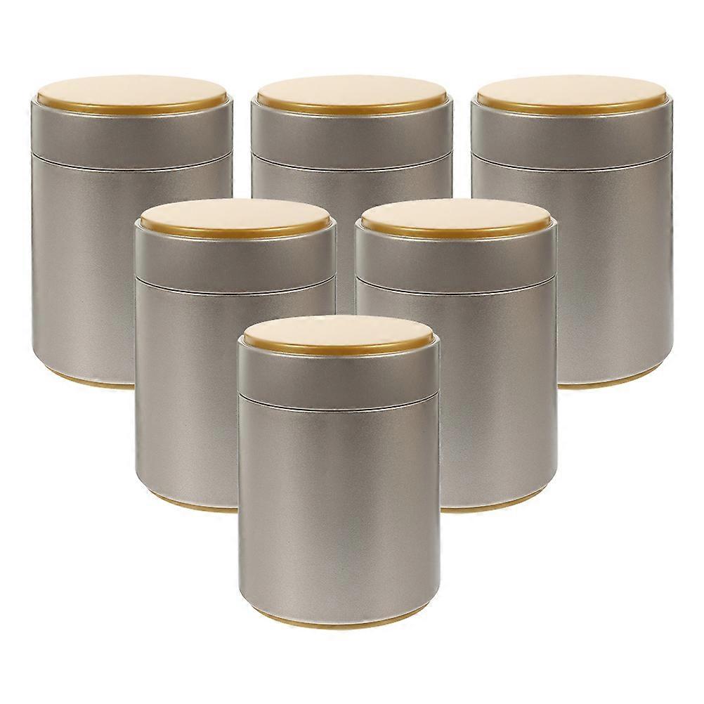 6pcs Round Tinplate Jars Empty Containers Coffee Tea Candy Storage Containers
