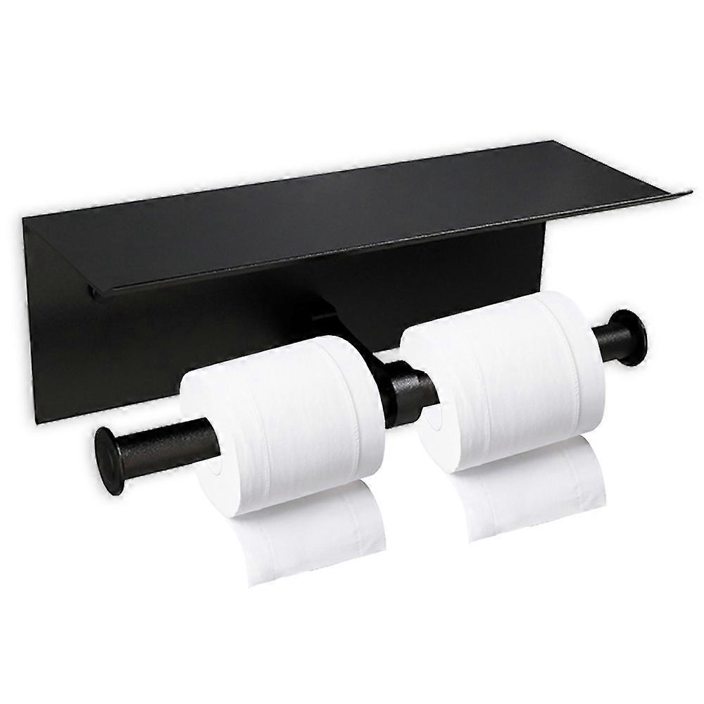 Double layer toilet paper holder with hand rack - Double roll paper dispenser