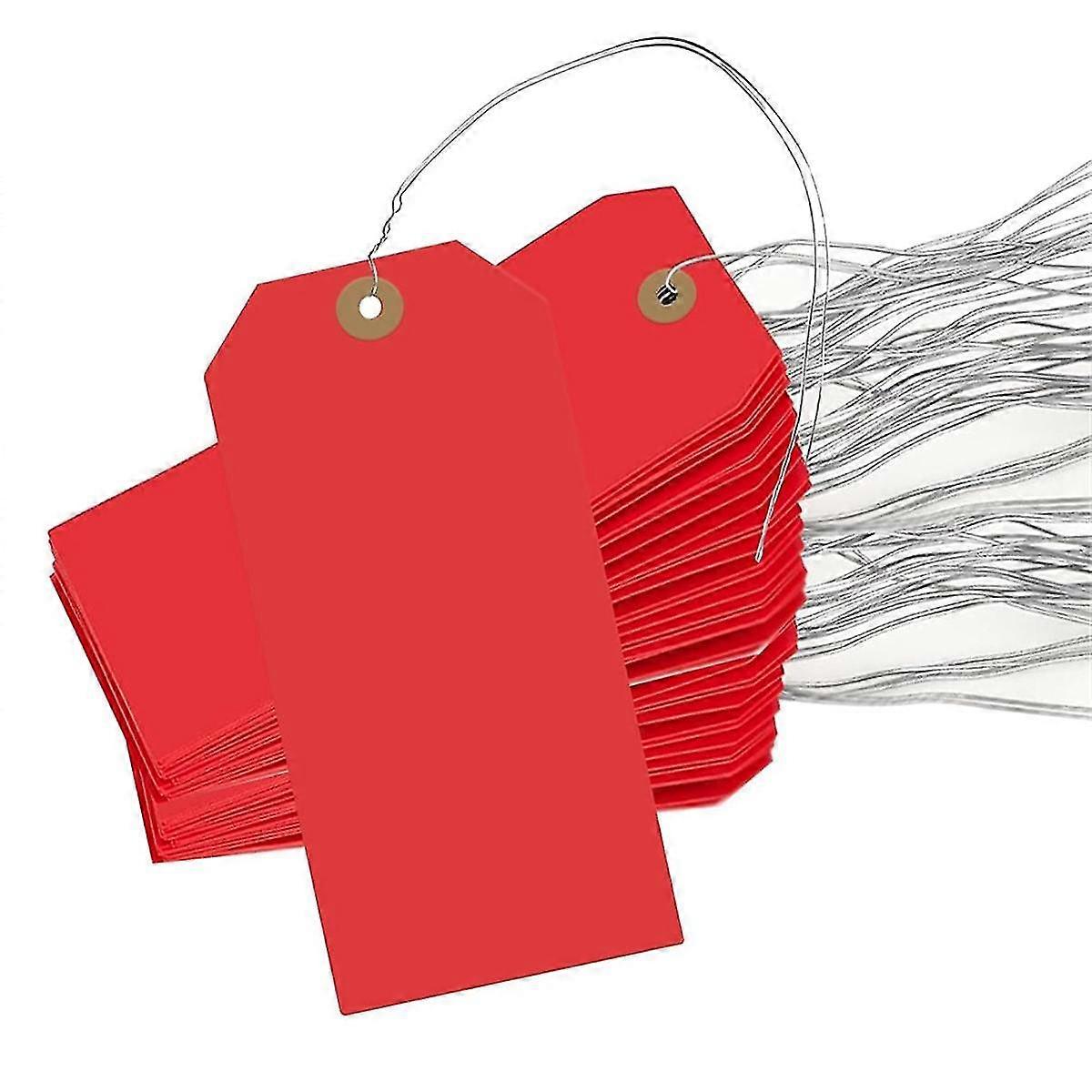 400 ملصق شحن فارغ ، شماعات علامة 4.75x2.35 بوصة مع ثقوب وأسلاك مقواة ، منتج Jewe