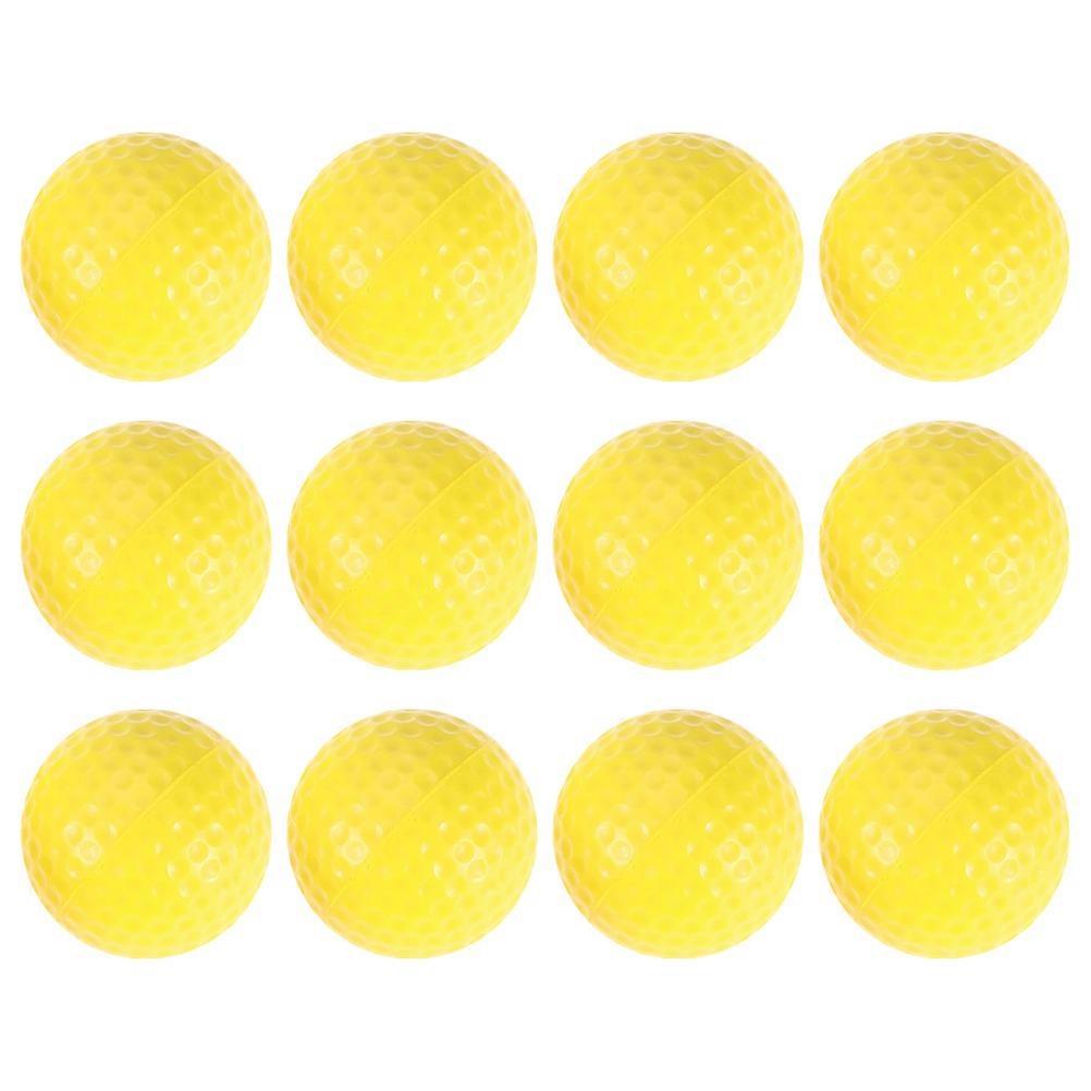 12pcs Professional Golfing Practice Balls Indoor Training Golfs Balls (Yellow)