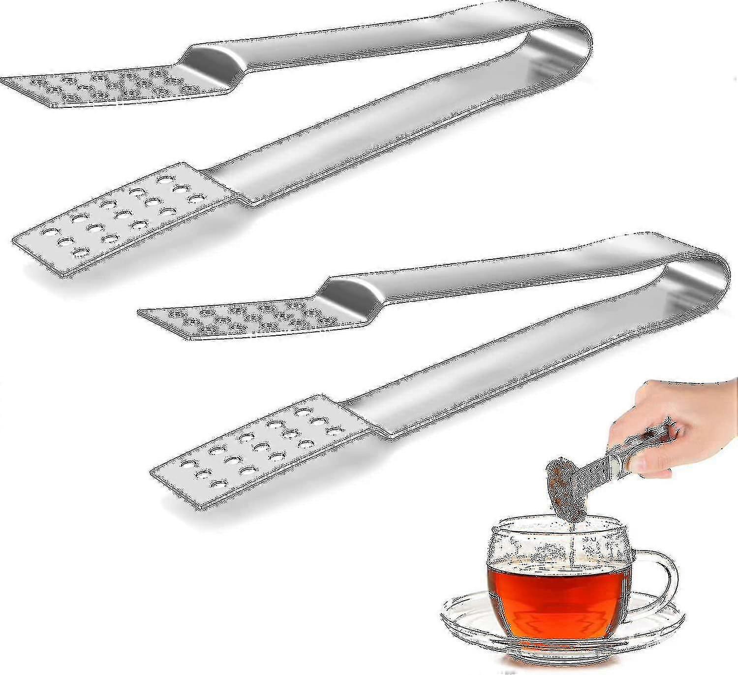 rustfritt stål te bag squeezer 2pcs sølv te bag squeezer tangs lang gave