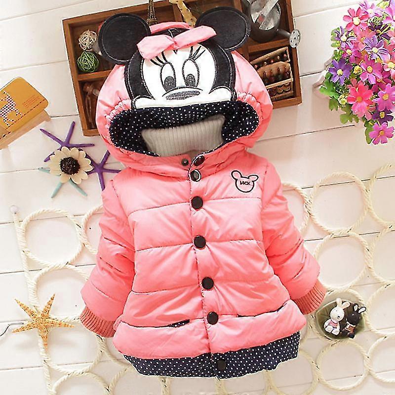 Bambini Ragazze Minnie Mouse Felpa con cappuccio Pile Foderato Cappotto Giacca Caldo Capispalla