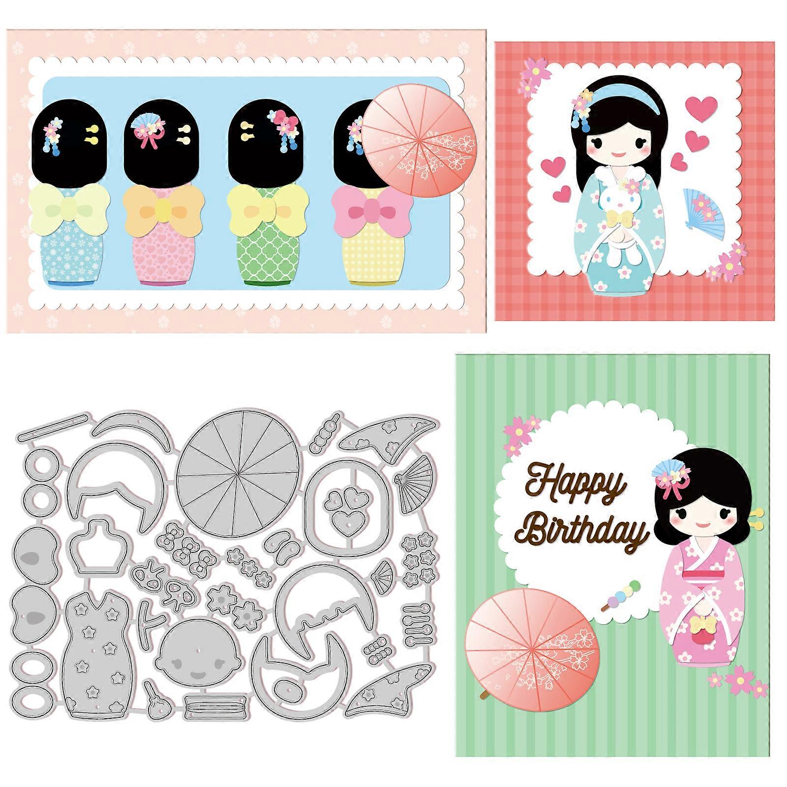 Japanese Doll Pattern Decoration Template Reusable carbon steel Stencil