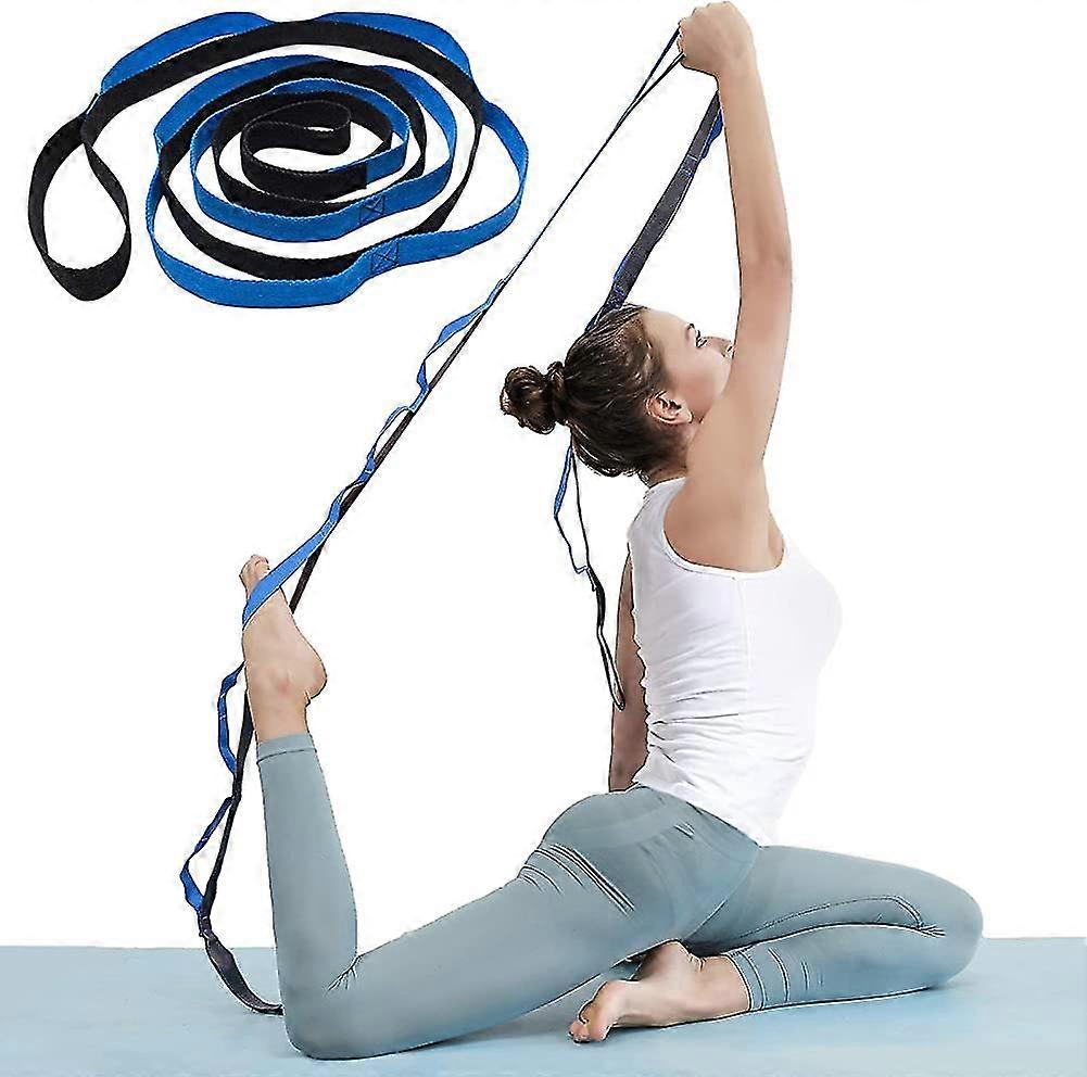 Yoga Stretch Strap. Multi Loops Adjustable Exercise Band For Stretching. Physical Therapy