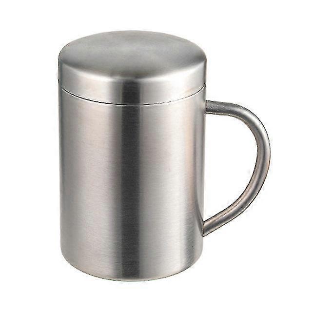 Nordic style 400ml coffee cup with lid 304 stainless steel office mug with handle home student double-layer insulated water cup