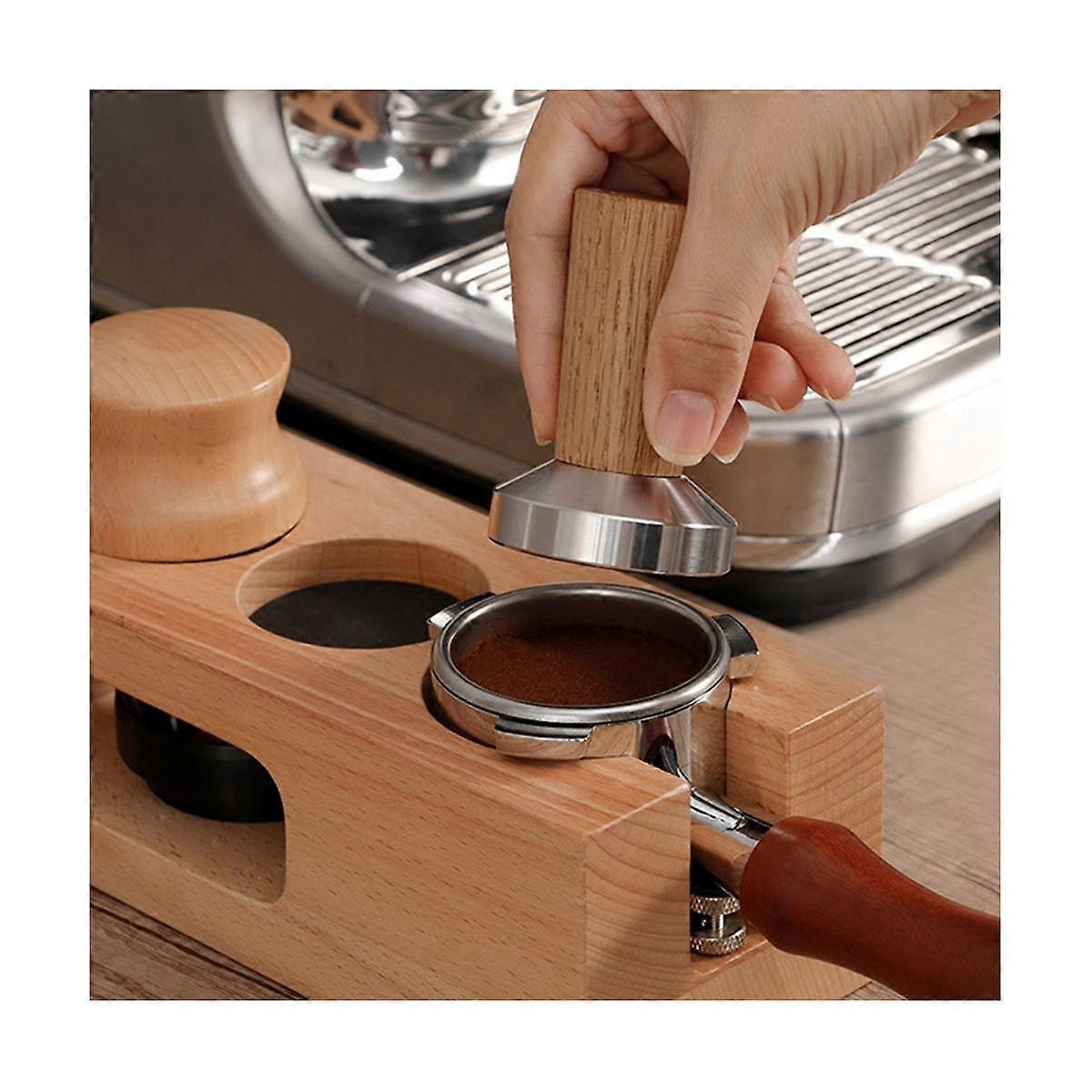 Coffee Tamper Espresso Stamp: Coffee Tamper Real Wood Handle, Espresso Tamper Includes Silicone Cus