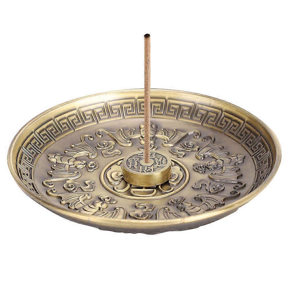 Incense Holder Five Blessing Plate Stick Burner Stand Bronze Zinc Alloy Home Worship